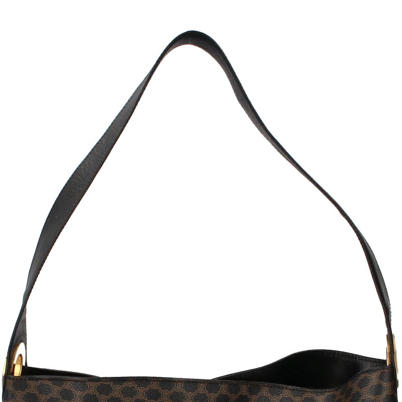 Celine Macadam One Shoulder Bag PVC Leather Women's Shoulder Bag Brown Excellent