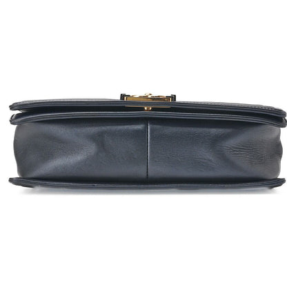 Chanel Boy Chanel Perforated Design Chain Shoulder Lamb Skin Navy And Red Large