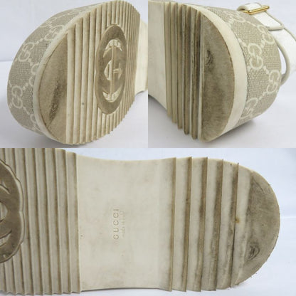 Gucci GG Platform Sandals 701153 Back Strap White Beige 36.5 Thick