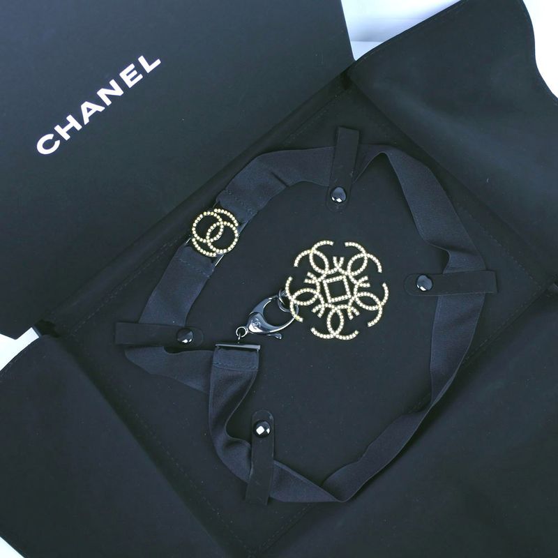Chanel Strap Rhinestone Black B17S Ladies 54.5g Necklace