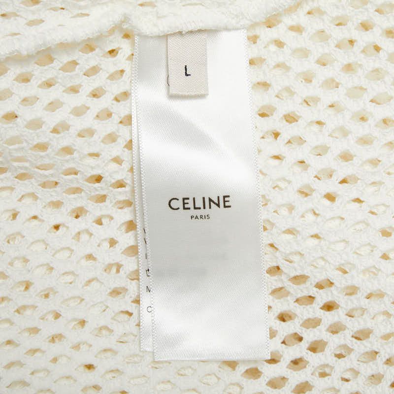 Celine 22SS Logo Mesh T-shirt Oversized Size: L 2x59a950p White Black Cotton