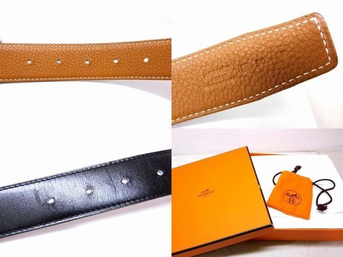 Hermes Belt - 90cm (3543in) Constance H Buckle Gunmetal×black×brown □J Engraved