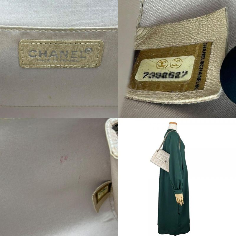 Chanel Shoulder Bag New Travel Line Nylon Pink Beige Pink Beige Silver Hardware