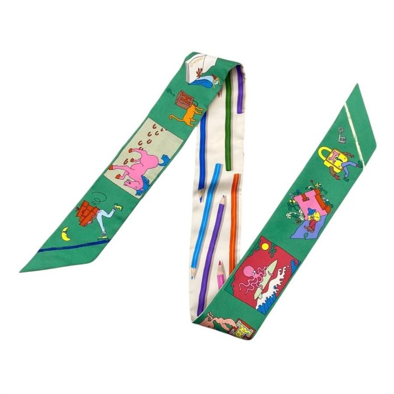 Hermes Silk Scarf Twilly Come on Get Out Your Colored Pencils! Carre Libre