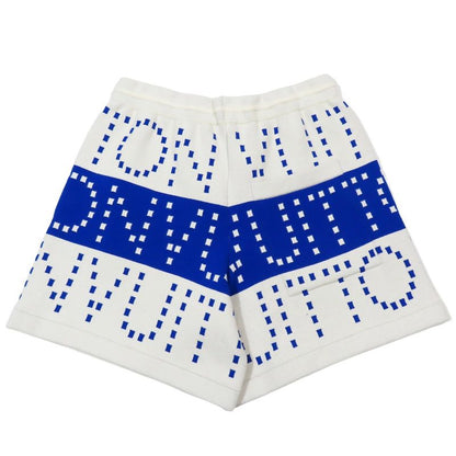 Unused 23SS Louis Vuitton Knit Shorts Chunky Stripe Logo All Over L White Blue