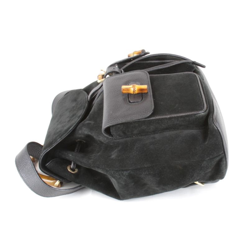 Gucci 003 1118 0016 Bamboo Backpack/daypack Black Suede
