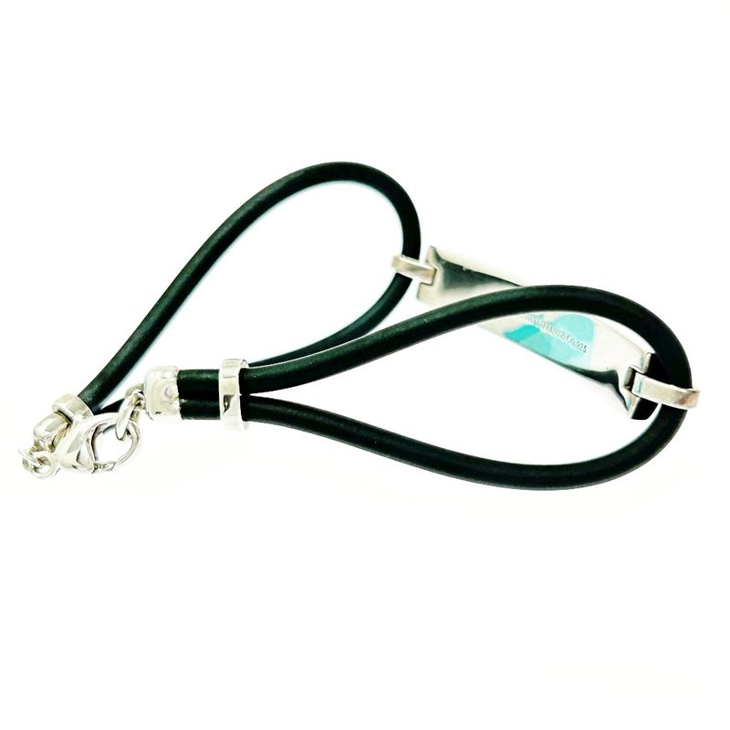 Tiffany & Co Silver Rubber Atlas Bracelet 13.2g 925 Engraved 477647 Bracelet