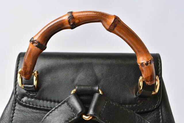 Gucci Preowned Mini Backpack Bamboo Backpack Gucci Bag Vintage Leather Black