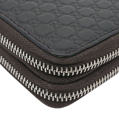 Gucci Micro Shimmer Clutch Bag Organizer Long Wallet Leather Dark Brown
