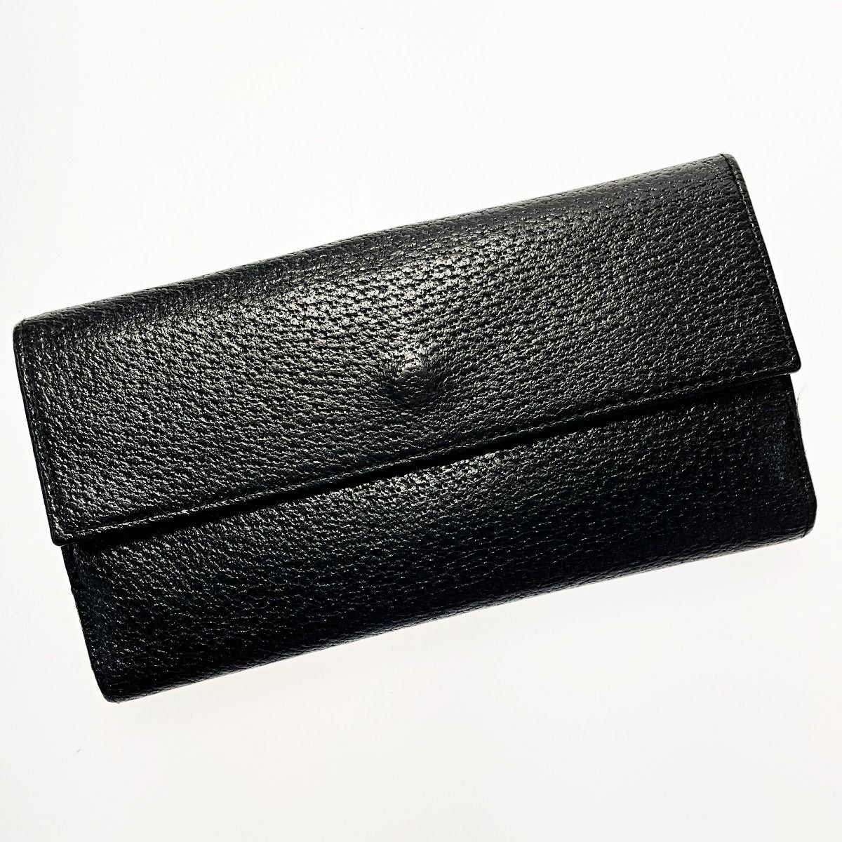 Gucci Bifold Long Wallet 035 1408 2097 Black Pigskin Leather Ladies Silver