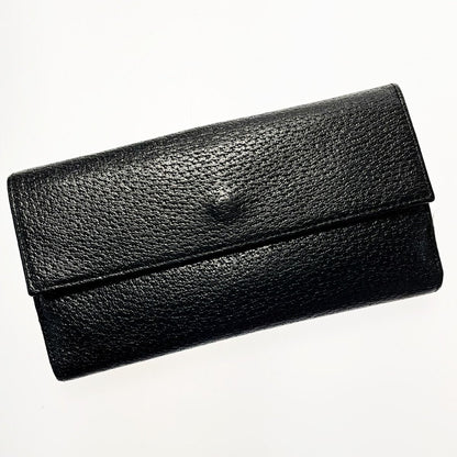 Gucci Bifold Long Wallet 035 1408 2097 Black Pigskin Leather Ladies Silver