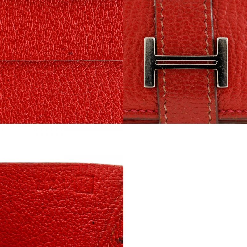 Hermes Bearn Souffle Red □K Ladies Bifold Wallet