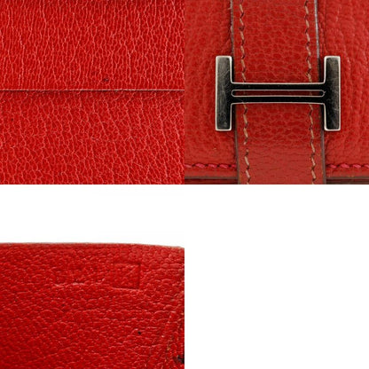 Hermes Bearn Souffle Red □K Ladies Bifold Wallet