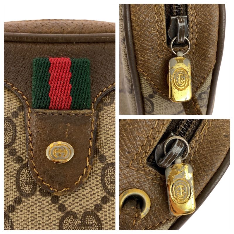 Gucci Vintage Sherry Line Beige Brown GG Supreme Canvas 89 02 066 Shoulder Bag