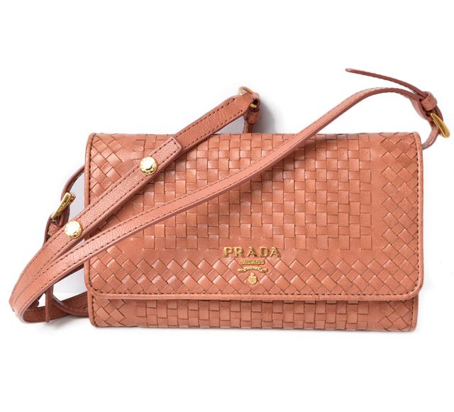 Prada Long Wallet Shoulder Wallet 1m1437rose