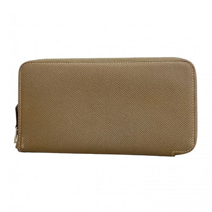 Hermes Long Wallet Azap Lock Silkine Vaux Epson Etoupe Silver Hardware Engraved