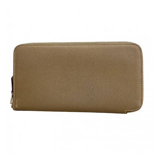 Hermes Long Wallet Azap Lock Silkine Vaux Epson Etoupe Silver Hardware Engraved