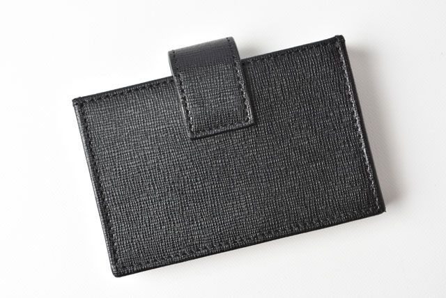 Fendi Card Case Business Card Holder Leather Black Gold