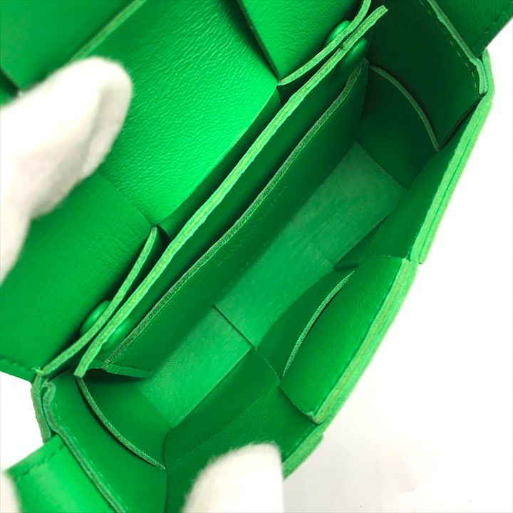 Bottega Veneta Leather Candy Cassette Green Shoulder Bag Mini