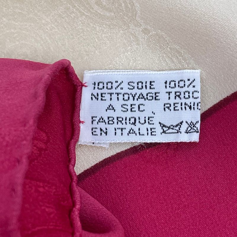 Cartier Large Scarf Silk Logo Cream And Red With Box