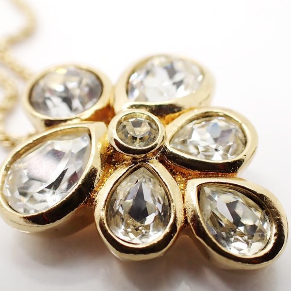 Chrdior Crystal Necklace GP Vintage Germany Transparent Stone Christian Dior