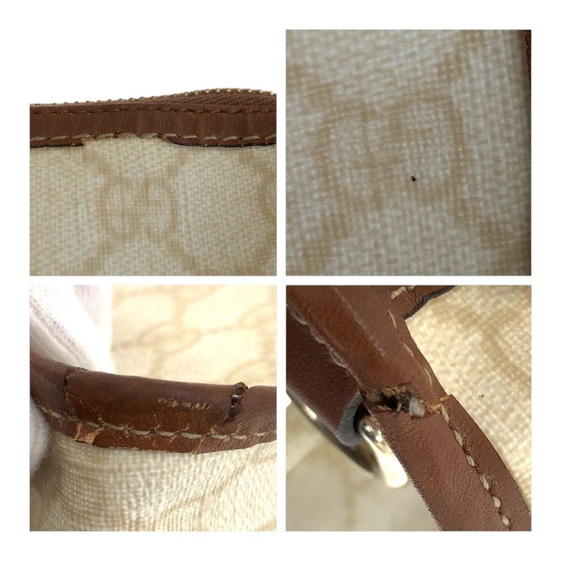 Gucci GG Plus Brown Ivory Gold Hardware Pvc/leather 189899 Business Bag