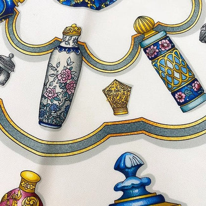 Hermes Scarf Carr 90 Pink White Perfume Bottle Cleaned