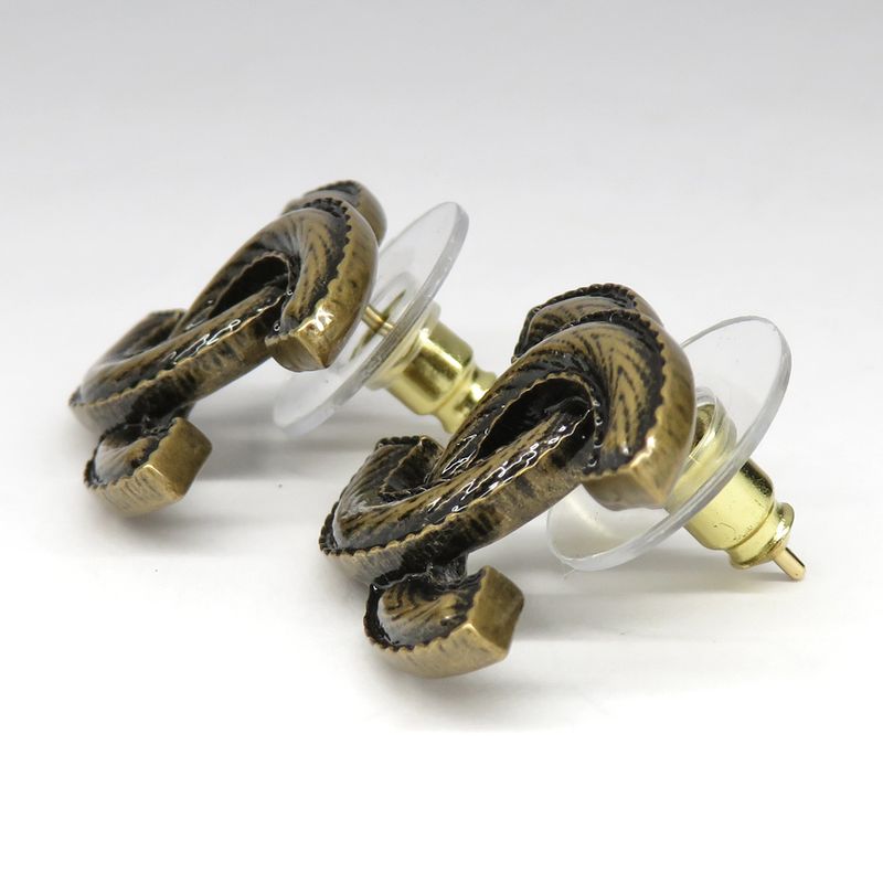 Chanel Earrings Metallic Coco Mark Abe557b18604 A24 Gold Vintage Design