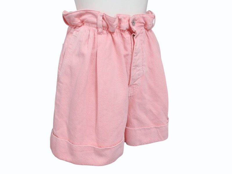 Miu Miu Denim Shorts 38 Pink Logo Print — view 4
