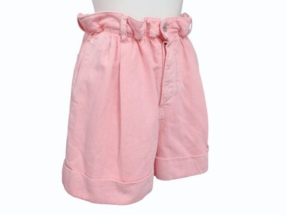 Miu Miu Denim Shorts 38 Pink Logo Print — view 4