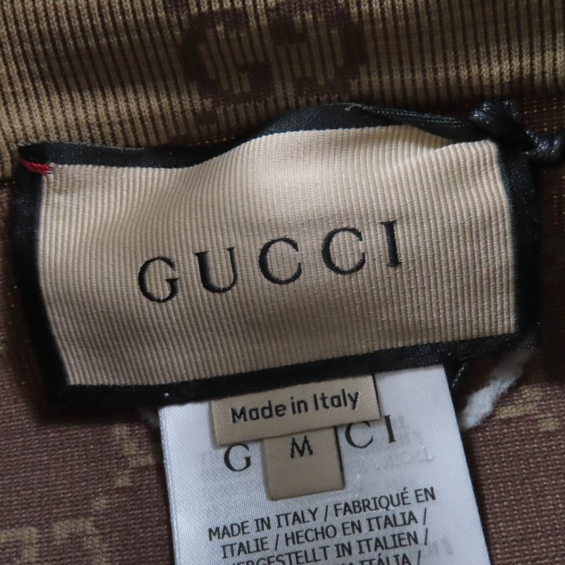 Gucci 23SS 715524 GG Pattern Cropped Front Zip Long Sleeve Top Brown M Made In