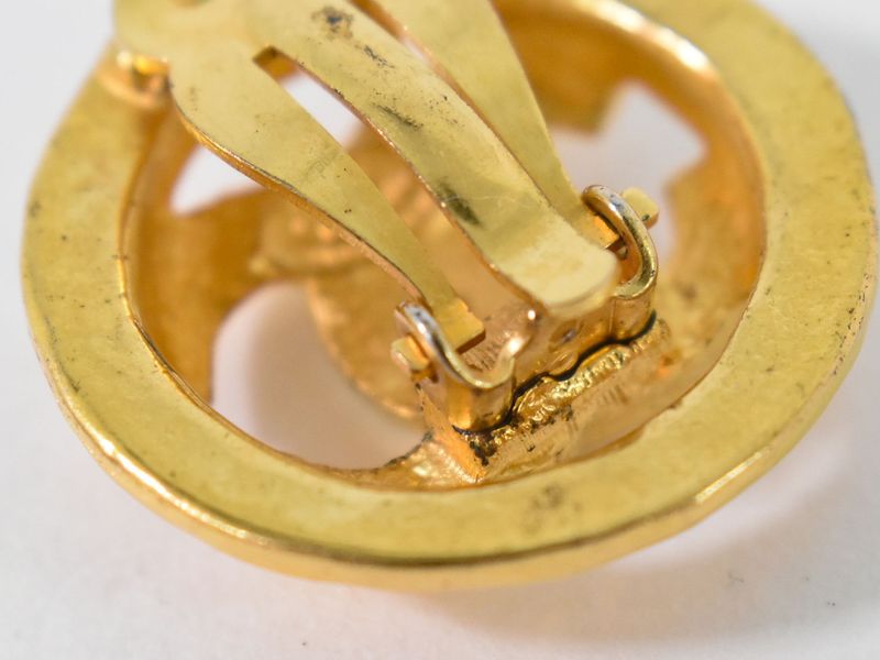 Authentic Chanel Coco Mark Earrings GP Gold Plated Coco Mark Accessories