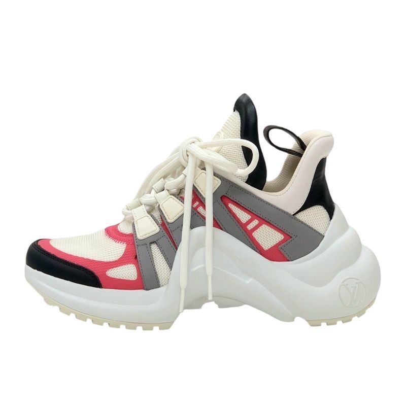 Louis Vuitton Arclight Line Sneakers Shoes Fabric Leather White Unused LV Logo