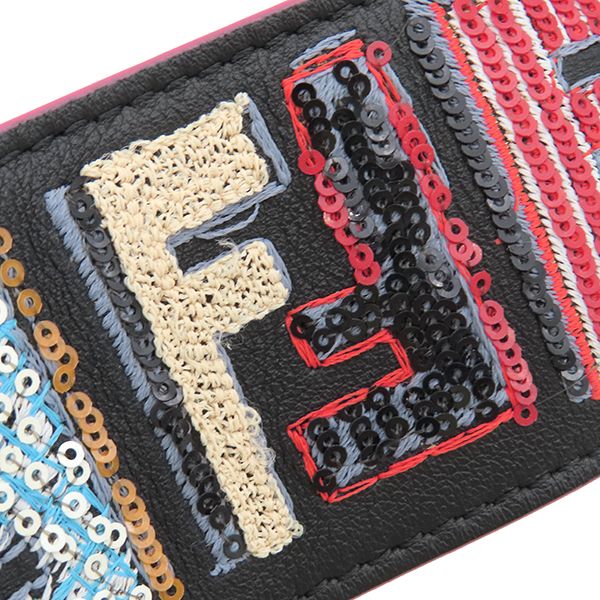 Fendi Shoulder Strap Ff Logo Leather Black Multicolor Silver Hardware Sequins