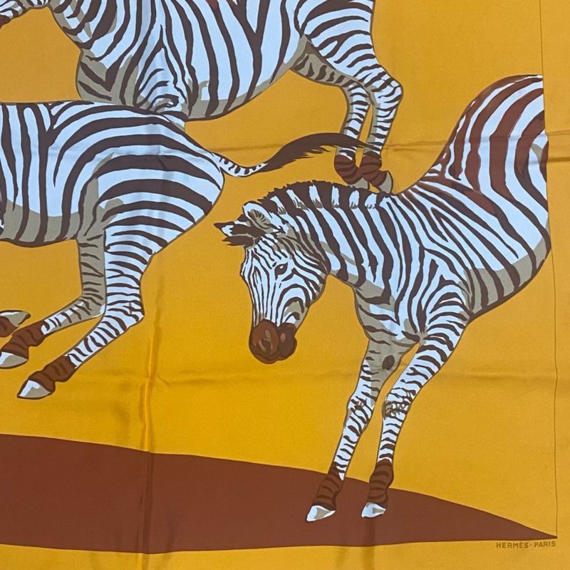 Hermes LE Zebres Zebra Hermes Scarf Silk Carre 90 Clothing Ladies Orange