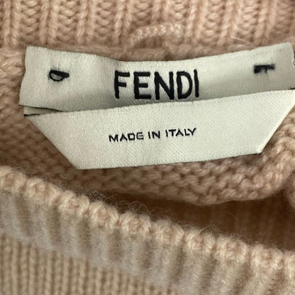 Fendi Sweater Knit Long Sleeves Logo Beige