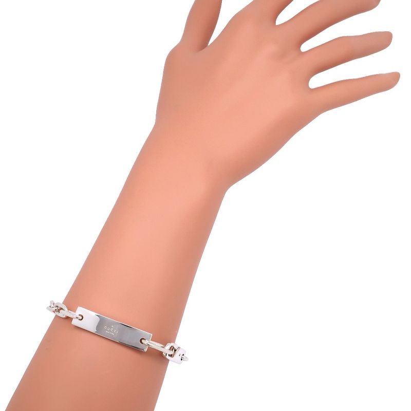 Gucci Logo Plated Silver 925 Unisex 19.8g Bracelet