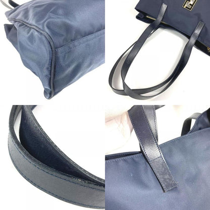 Fendi Shoulder Bag FF Logo Extra Large Nylon Navy