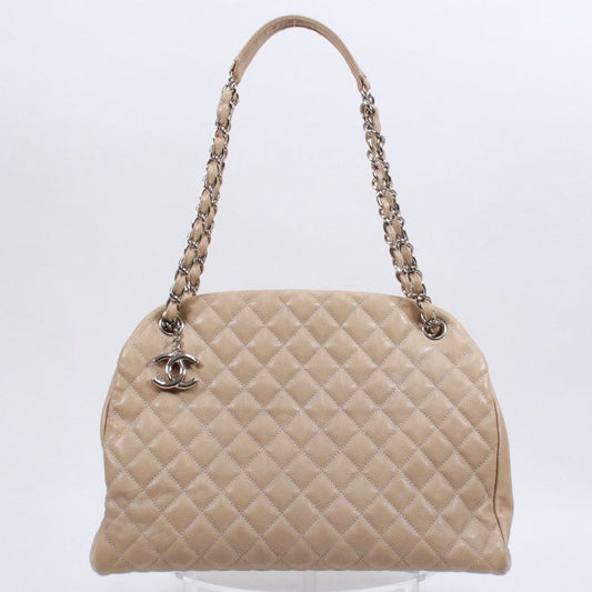Chanel Matelasse Beau Ring Bag Caviar Skin Beige Shoulder Bag Silver