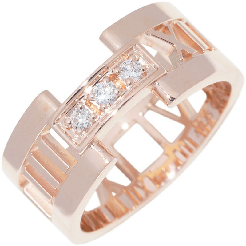 Tiffany & Co Ring 18K Pink Gold Diamond 3P Open Atlas Ring