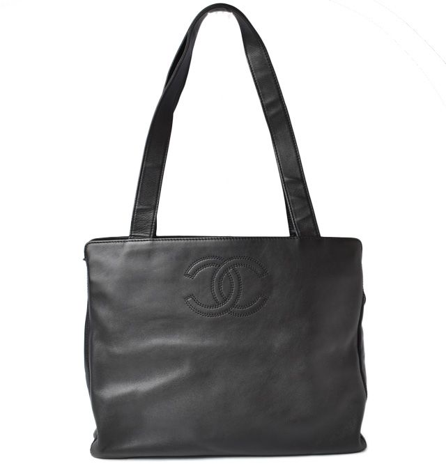 Chanel Shoulder Bag Tote Bag A4 Chanel Coco Mark Lamb Leather Black