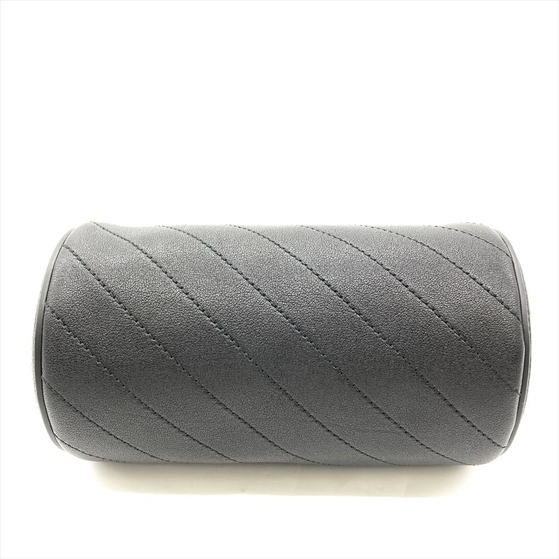 Gucci Blondi Handbag Leather Black Silver Hardware Tube Shape Women's