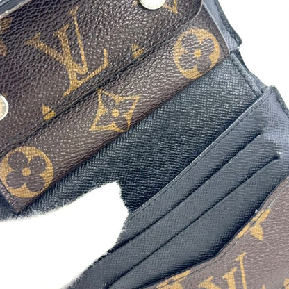 Louis Vuitton Portefeuille Compact Chain Leather X PVC Brown Wallet Silver