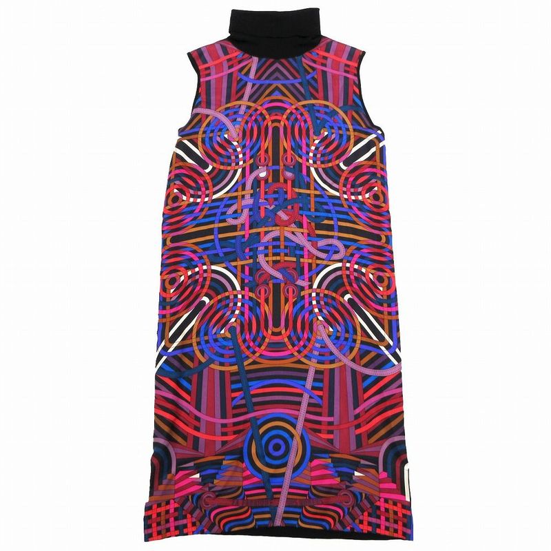 Hermes LA Fabrique des Rubans Turtleneck Cashmere Silk Dress Size S Women