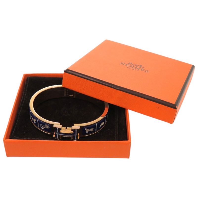 Hermes Couverture Et Aigne De Jour Click H F1 02 40 Metal Blue Bangle 1127