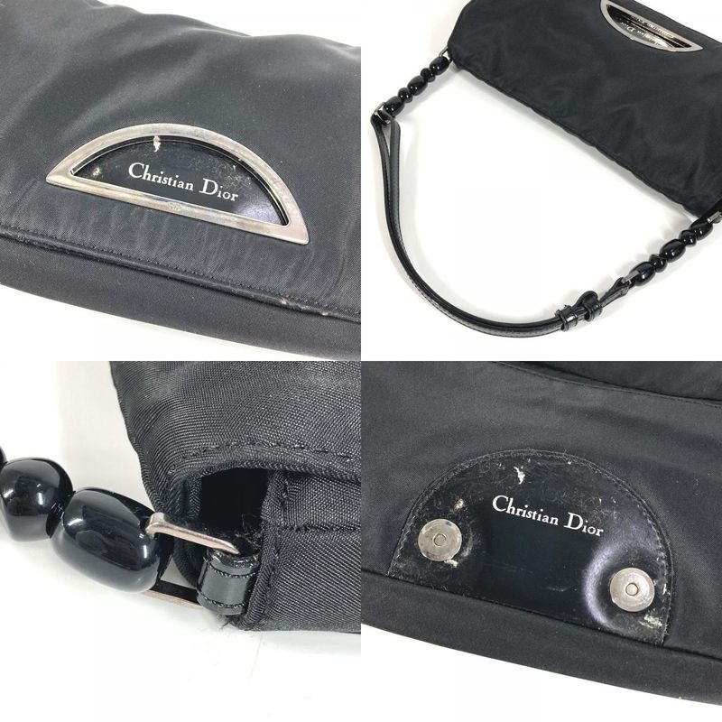 DIOR Shoulder Bag Maris Pearl Logo Nylon Black