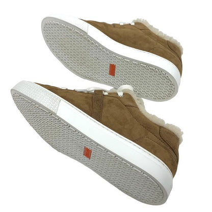 Hermes Day Sneakers Shoes Kelly Hardware Suede Mouton Boa Brown