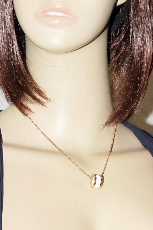 Bulgari Pendant Necklace 18K Pink Gold White Ceramic Bzero1 Pendant Necklace