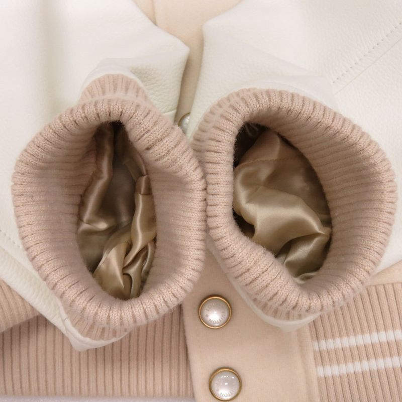 Louis Vuitton Sailor Varsity 1afqm3 Calf Wool Glass Beige LV White Blouson 1185