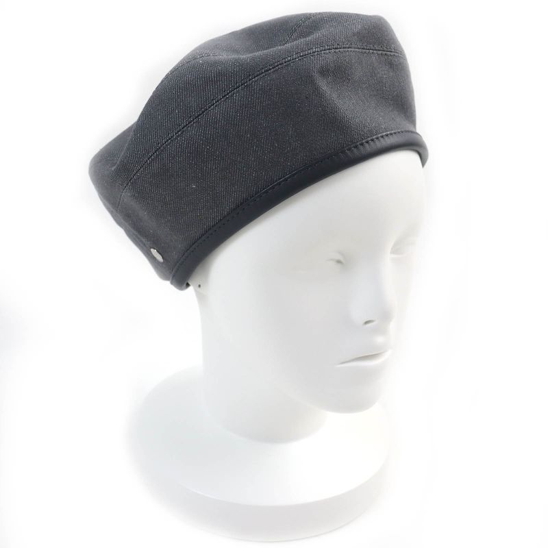 Hermes Saint Honore 100% Cotton Silver Hardware Serie Button Leather Trimmed